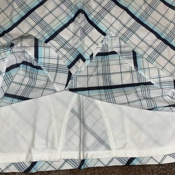 American Eagle Plaid Skirt Blue White Argyle High Rise Preppy Mini Womens Size 8 - Picture 6 of 6